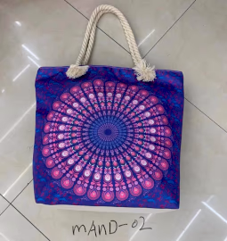 Sac Mandala avec Poignée en Corde - Purple Blue