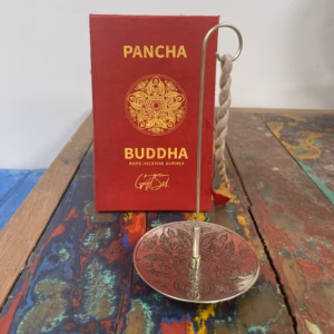 Set d'Encens en Corde & Porte - Encens en Métal Argenté - Pancha Bouddha