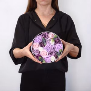 Rund Eske / Boks - Lavendel Rose & Nellik