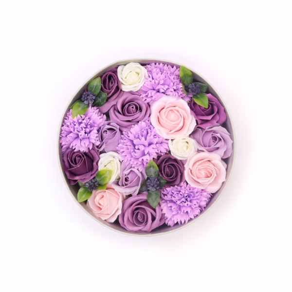 Rund Eske / Boks - Lavendel Rose & Nellik
