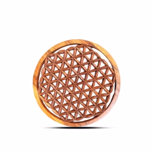 Panel de Madera Redondo con Flor de la Vida 30cm
