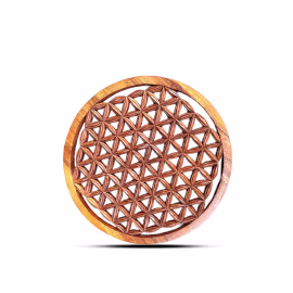 Panneau Fleur de Vie Décoratif Rond en Bois 30cm