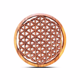 Panel de Madera Redondo con Flor de la Vida 40cm