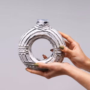 Vaas in Ronde Donut - Vorm - Crème, 18cm