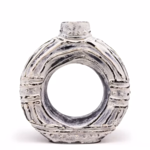Rund Donutformet Vase - Cremefarvet 23cm