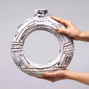 Vaas in Ronde Donut - Vorm - Crème, 30cm