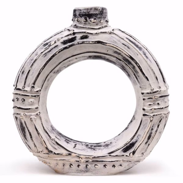 Vaas in Ronde Donut - Vorm - Crème, 30cm
