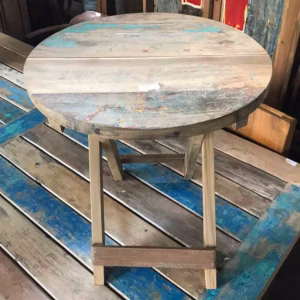 Zusammenklappbarer Tisch - Recycling Holzmöbel - Rund - 50x50cm