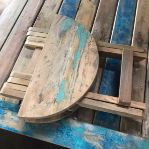 Zusammenklappbarer Tisch - Recycling Holzmöbel - Rund - 50x50cm