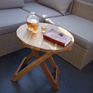 Zusammenklappbarer Tisch - Recycling Holzmöbel - Rund - 50x50cm