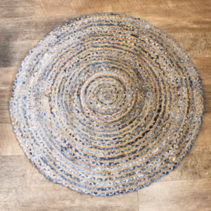 Round Jute and Recycle Denim Rug - 120cm