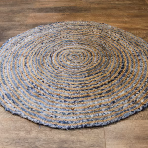 Round Jute and Recycle Denim Rug - 120cm