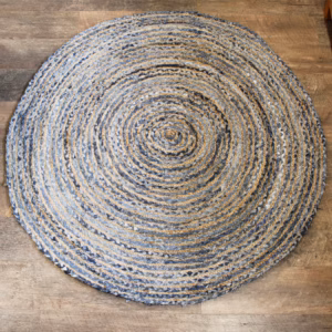 Tapis Rond Jute et Denim Recyclé - 150cm