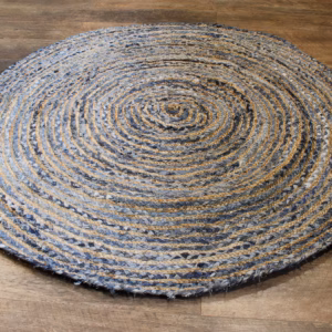 Tapis Rond Jute et Denim Recyclé - 150cm