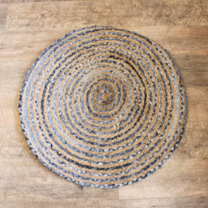 Tapis Rond Jute et Denim Recyclé - 90cm