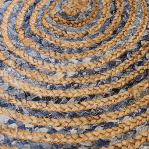 Tapis Rond Jute et Denim Recyclé - 90cm