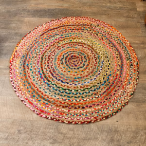Vloerkleed van Jute en Gerecycled Katoen - Rond - 120cm