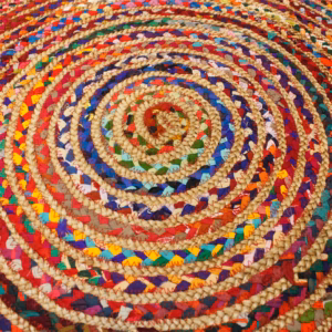Vloerkleed van Jute en Gerecycled Katoen - Rond - 120cm