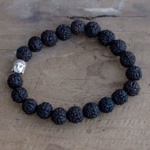 Rudraksha Boeddha Bangle Mala - Donker