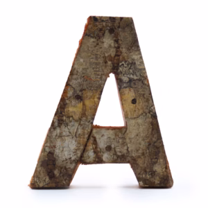 Rustikt Bogstav i Bark - "A" - 7cm