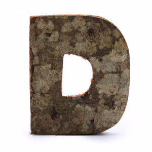 Rustikt Bogstav i Bark - "D" - 7cm