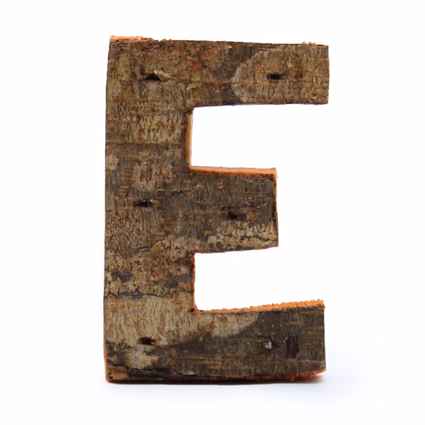 Rustikaler Rinden Buchstabe - "E" - 12 - Klein 7cm