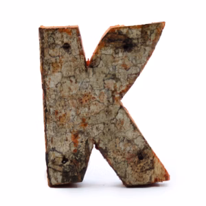 Rustikt Bogstav i Bark - "K" - 7cm