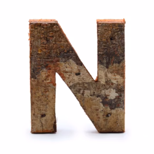 Rustikt Bogstav i Bark - "N" - 7cm