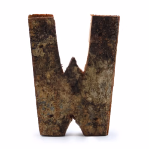 Rustikt Bogstav i Bark - "W" - 7cm