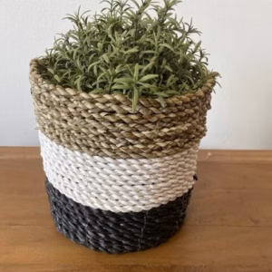 Seagrass Basket Set - Dark Grey / White / Natural