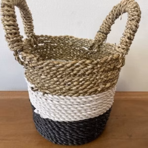 Seagrass Basket Set - Dark Grey / White / Natural