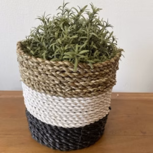Seagrass Basket Set - Dark Grey / White / Natural