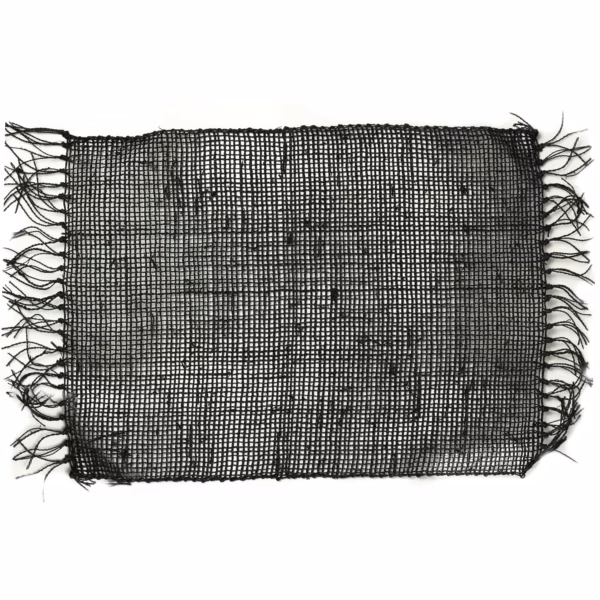 Mantel Individual Natural con Flecos de Pasto Marino - Negro