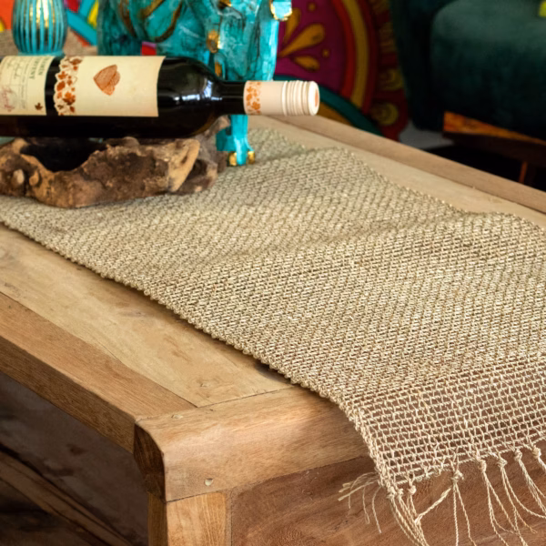 Chemin de Table Naturel à Franges en Jonc de Mer - 150cm
