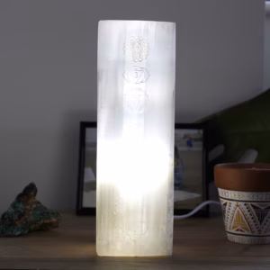 Seleniet Bloklamp 25cm - Chakra Lamp