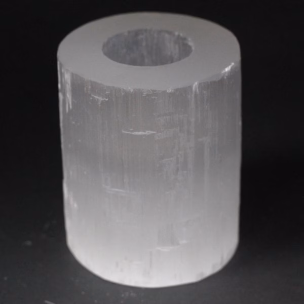 Selenite Cylinder Candle Holder - 10cm