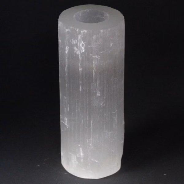 Sylinder Lysestake I Selenitt - 20cm