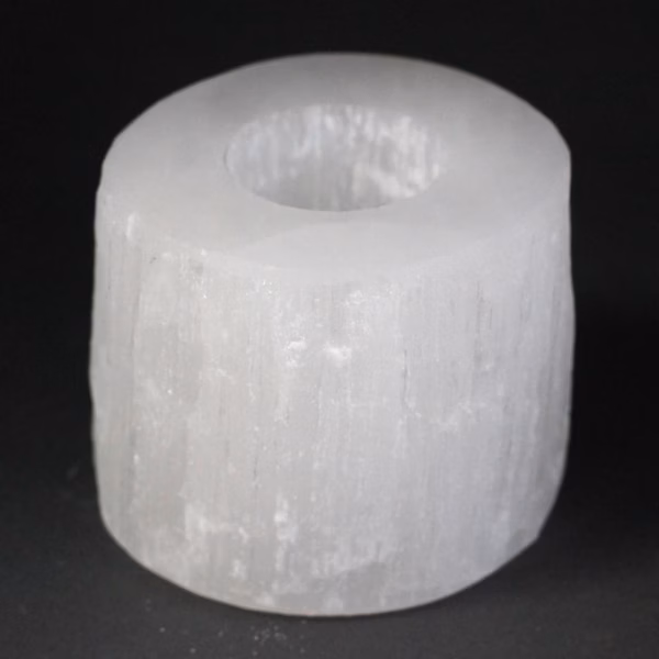 Kerzenhalter aus Selenit "Zylinder" 8cm