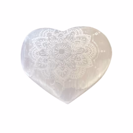 Selenite Heart - 7 - 8cm - Mandala Engraved