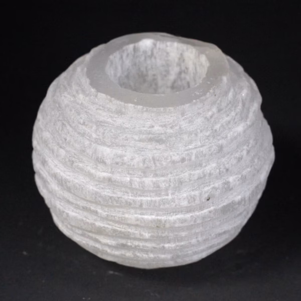 Selenitt Snøball Lysestake - 8cm