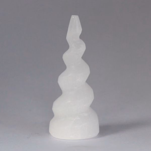 Selenitt Spiral Enhjørninghorn Tårn - 10cm