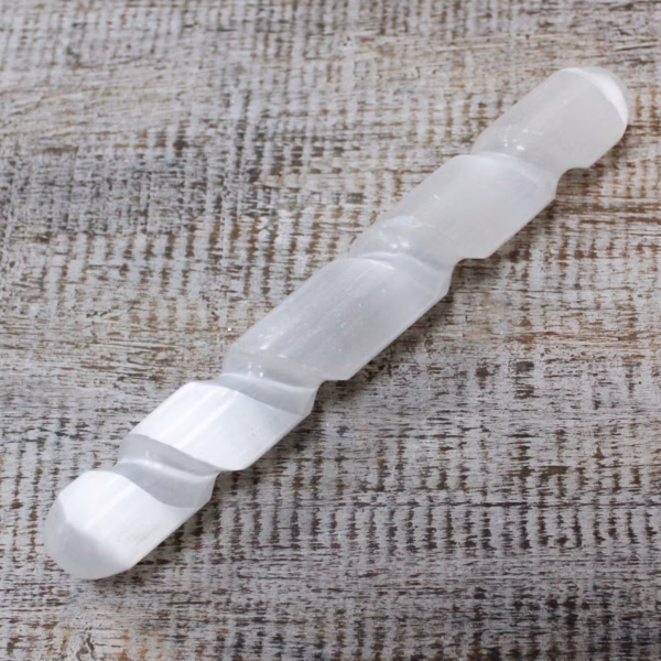 Varita Espiral de Selenita - Aprox.16cm ( Ambos Extremos Redondos)