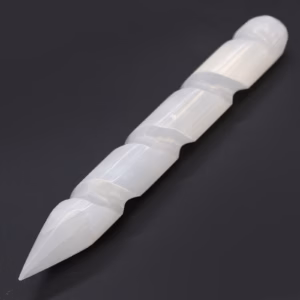 Varita Espiral de Selenita - Aprox.16cm (un Extremo en Punta)