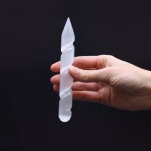 Varita Espiral de Selenita - Aprox.16cm (un Extremo en Punta)