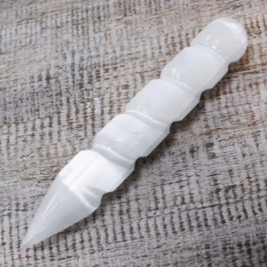 Varita Espiral de Selenita - Aprox.16cm (un Extremo en Punta)