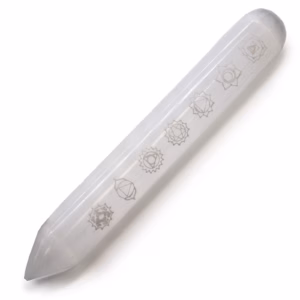 Baguette Sélénite - 16cm - Pointe une Extrémité 7 Chakra