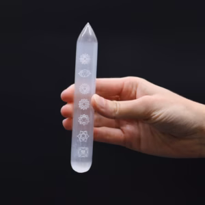 Baguette Sélénite - 16cm - Pointe une Extrémité 7 Chakra
