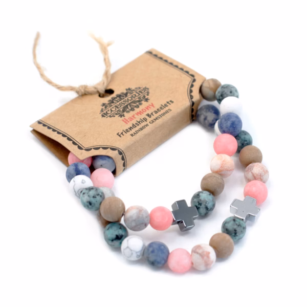 Vennskaps Armbånd - Harmony - Rainbow Gemstones 2 Stk.