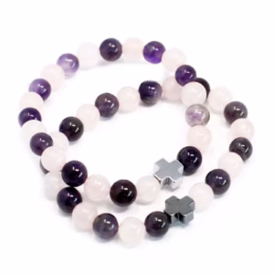 Set van 2 Edelstenen Vriendschaps Armbanden - Liefde - Amethist & Rozenkwarts