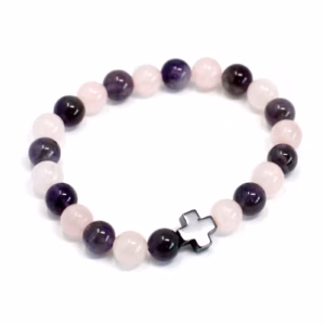 Set van 2 Edelstenen Vriendschaps Armbanden - Liefde - Amethist & Rozenkwarts
